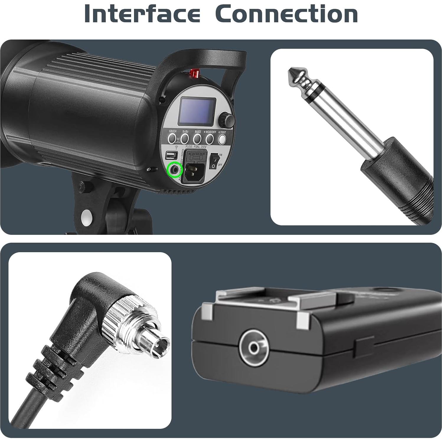 Cable de Disparador de Flash PC Sync 6.35mm Sqrmekoko