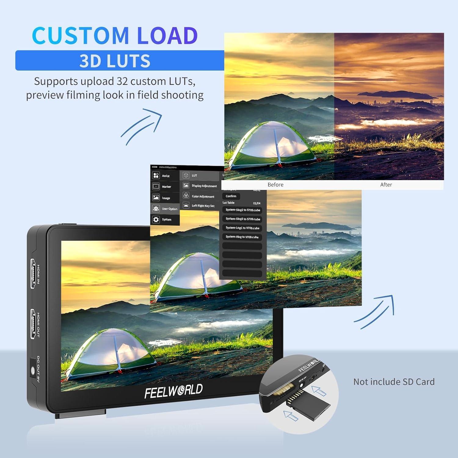 Monitor de Campo FEELWORLD F6 Plus 6" Full HD 1920x1080 Táctil