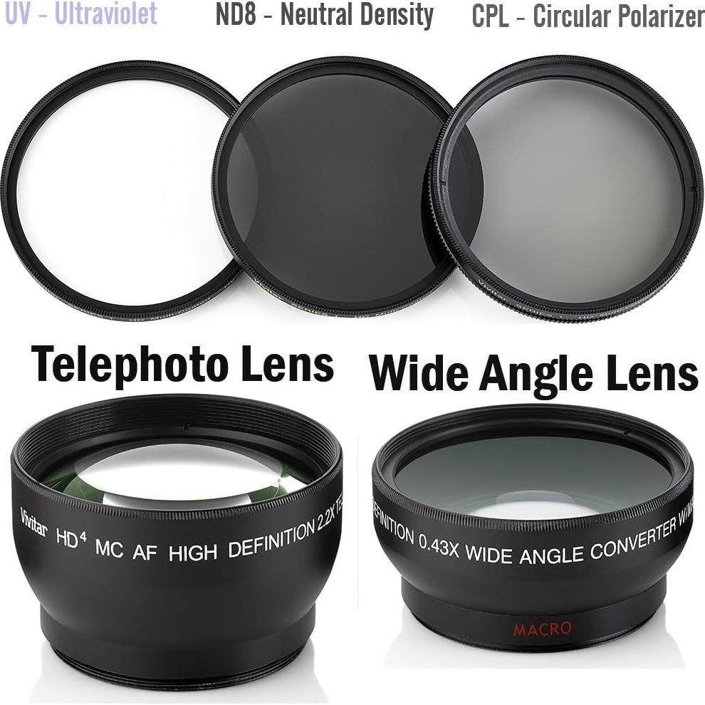 Kit de Accesorios 52MM para Nikon D3300 D3200 D5000 DSLR - 12 Piezas