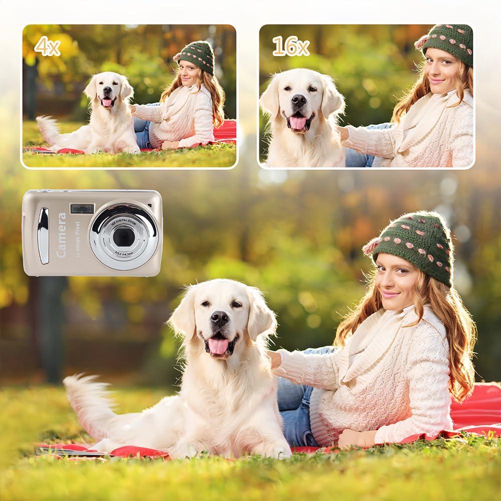 Cámara Digital Compacta Tiiyee RM 5MP 16X Zoom 720P Dorada