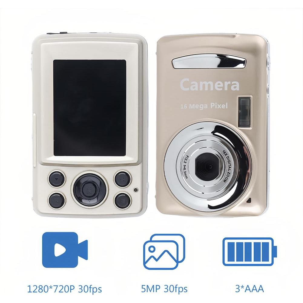 Cámara Digital Compacta Tiiyee RM 5MP 16X Zoom 720P Dorada