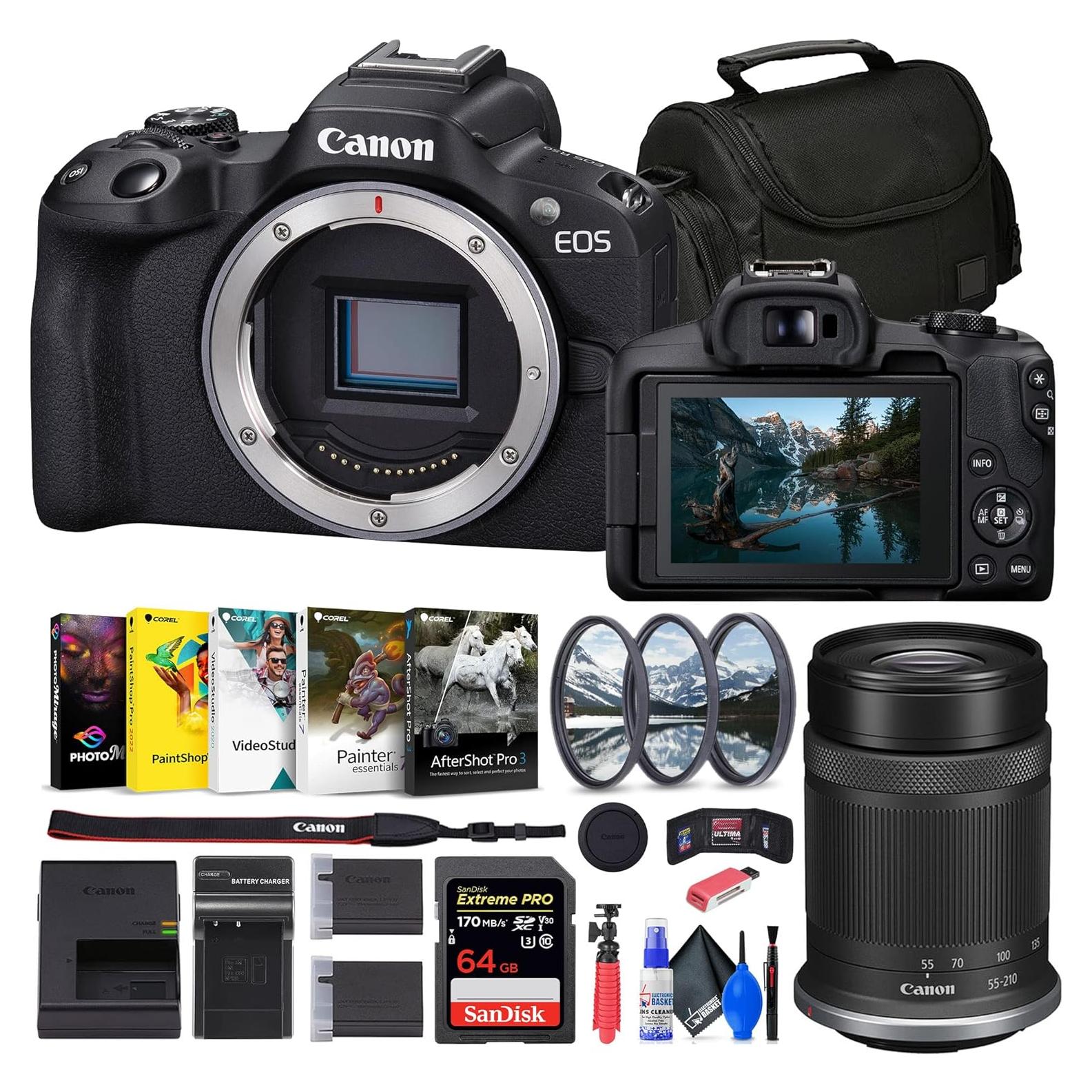 Cámara Sin Espejo Canon EOS R50 Negro + Lente 55-210mm + Accesorios