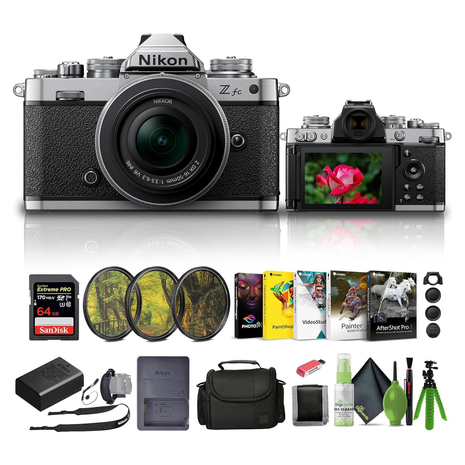 Cámara Sin Espejo Nikon Zfc Plata con Lente 16-50mm y Accesorios