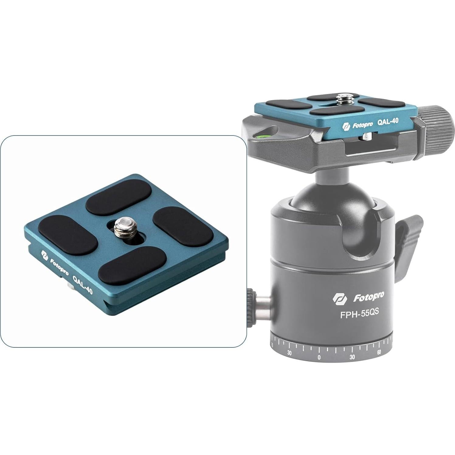 Placa de liberación rápida Fotopro QAL-40 40mm aluminio azul