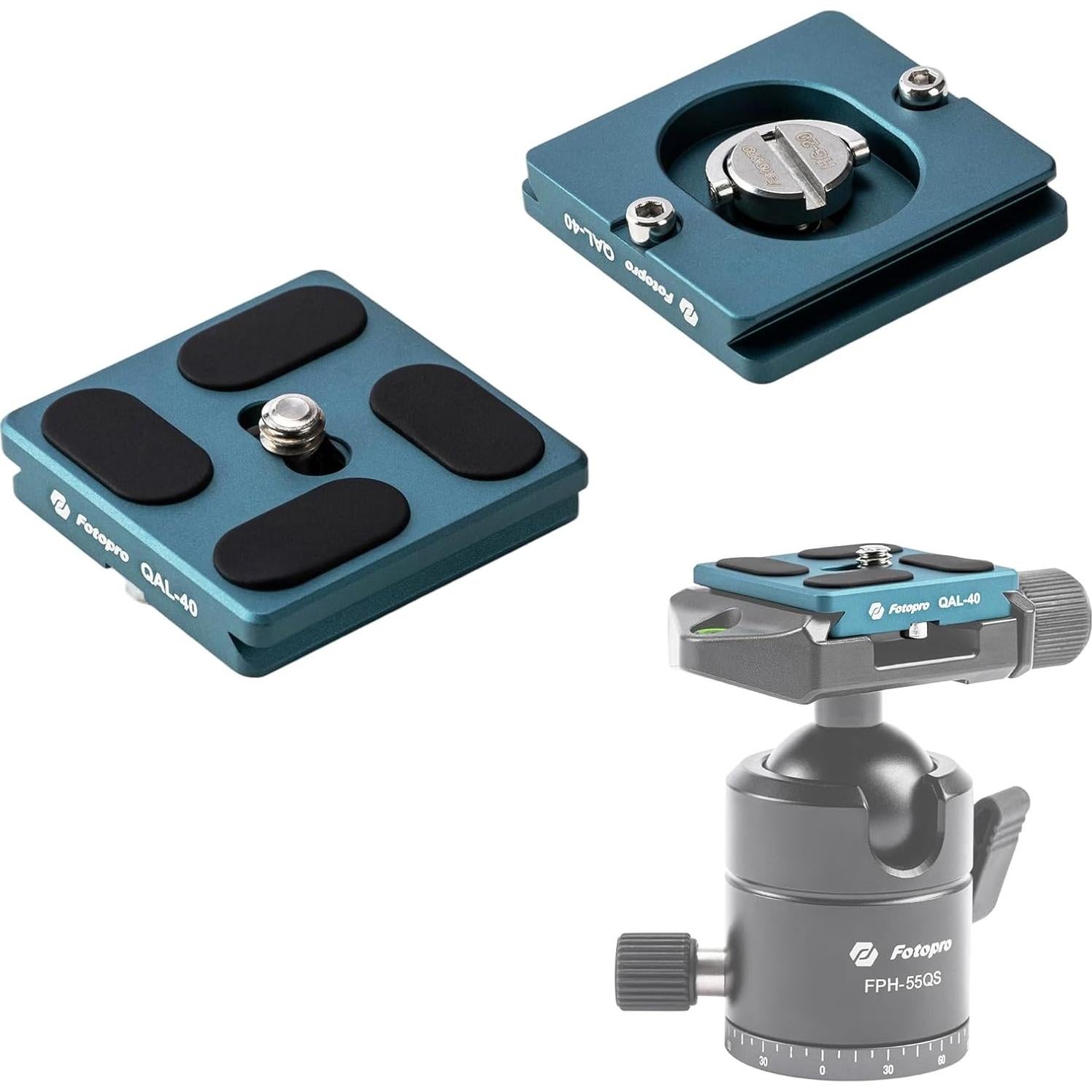 Placa de liberación rápida Fotopro QAL-40 40mm aluminio azul