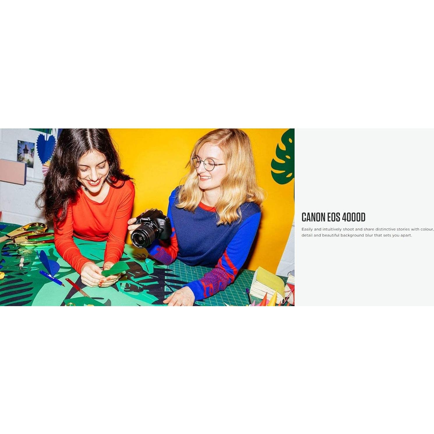 Cámara DSLR Canon EOS 4000D con Lente 18-55mm y Accesorios