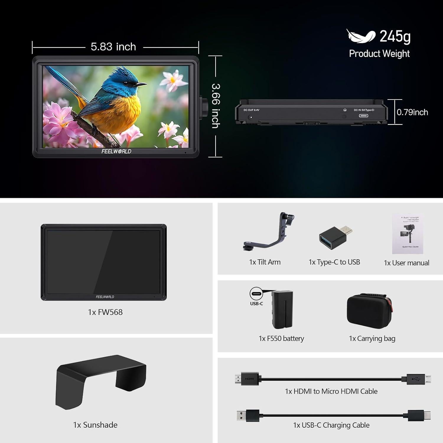 Monitor de Campo FEELWORLD S55 V3 6" Full HD 1920x1080 HDMI