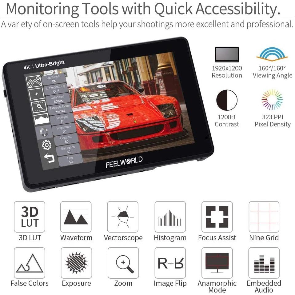 Monitor de Campo FEELWORLD LUT7 7" 4K 1920x1200 Táctil 2200nit