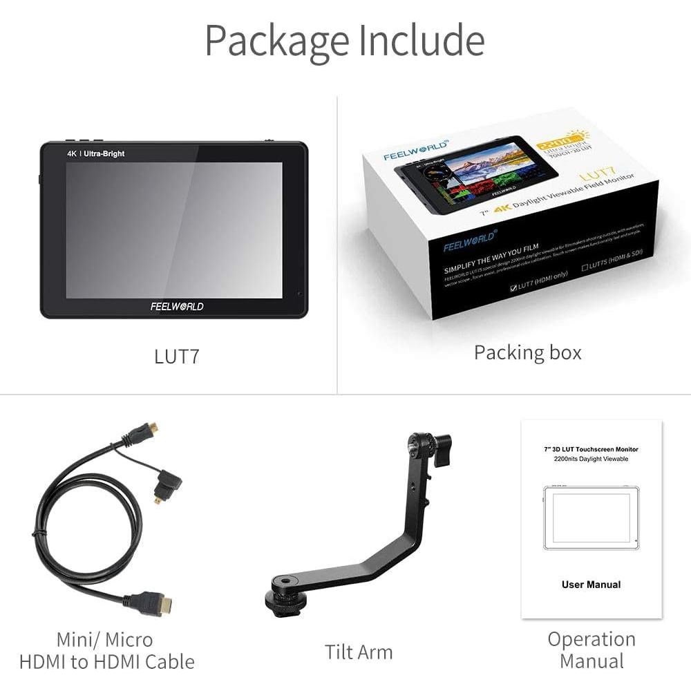 Monitor de Campo FEELWORLD LUT7 7" 4K 1920x1200 Táctil 2200nit