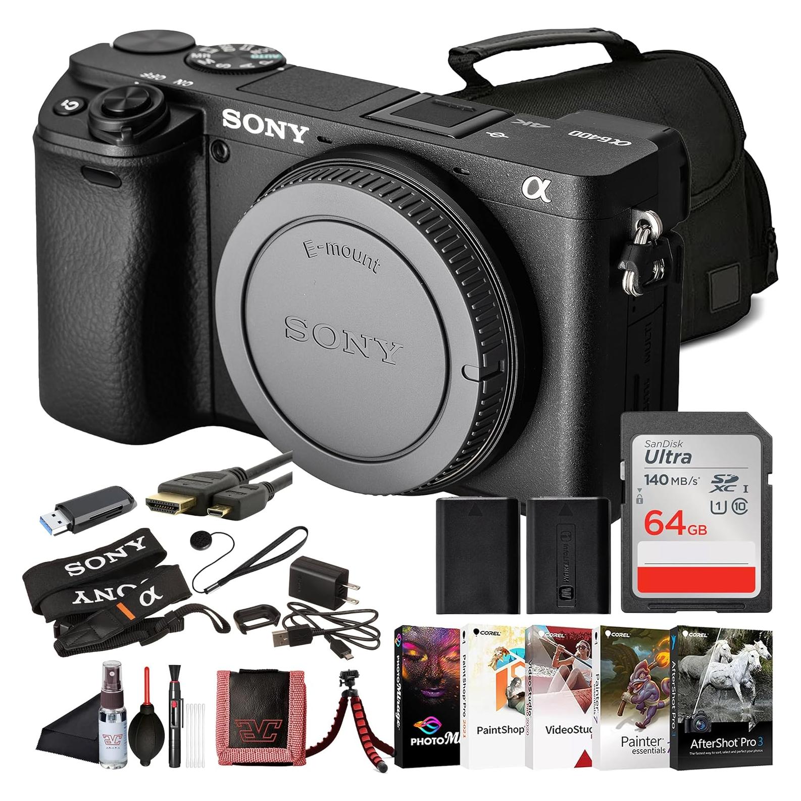 Cámara sin Espejo Sony ILCE-6400/B 24.2MP 4K con Accesorios