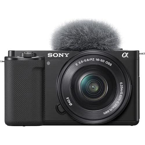Sony ZV-E10 Mirrorless Camera with 16-50mm Lens (Black) (ILCZV-E10L/B) + 64GB Memory Card + Filter Kit + Corel Photo Software + Bag + NPF-W50 Battery + External Charger + Card Reader + More (Renewed)