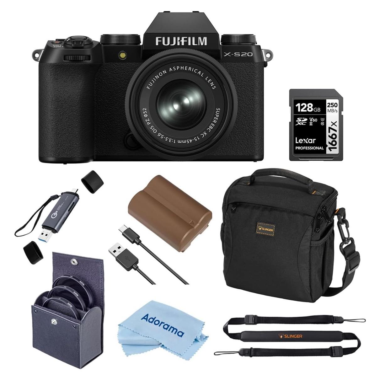 Cámara Sin Espejo Fujifilm X-S20 con Lente XC 15-45mm y Accesorios