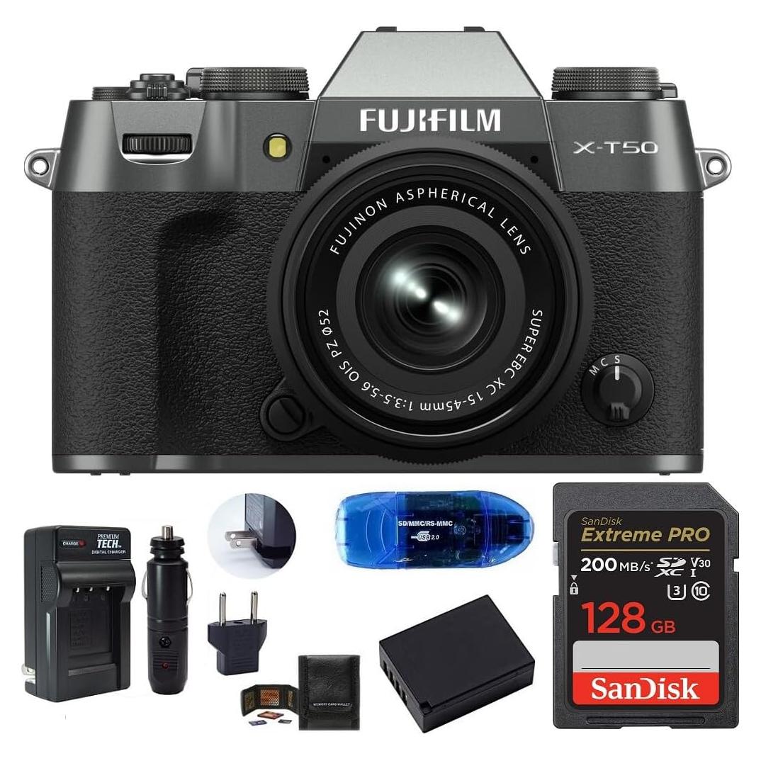 Cámara Sin Espejo Fujifilm X-T50 con Lente 15-45mm y Accesorios