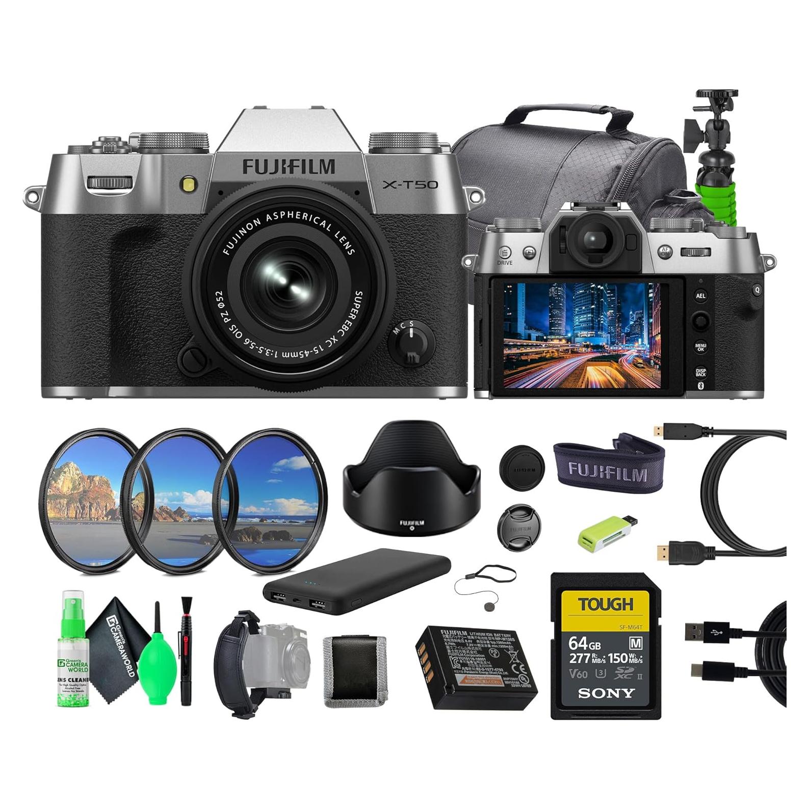 Cámara Digital Sin Espejo Fujifilm X-T50 Plata + Lente 15-45mm