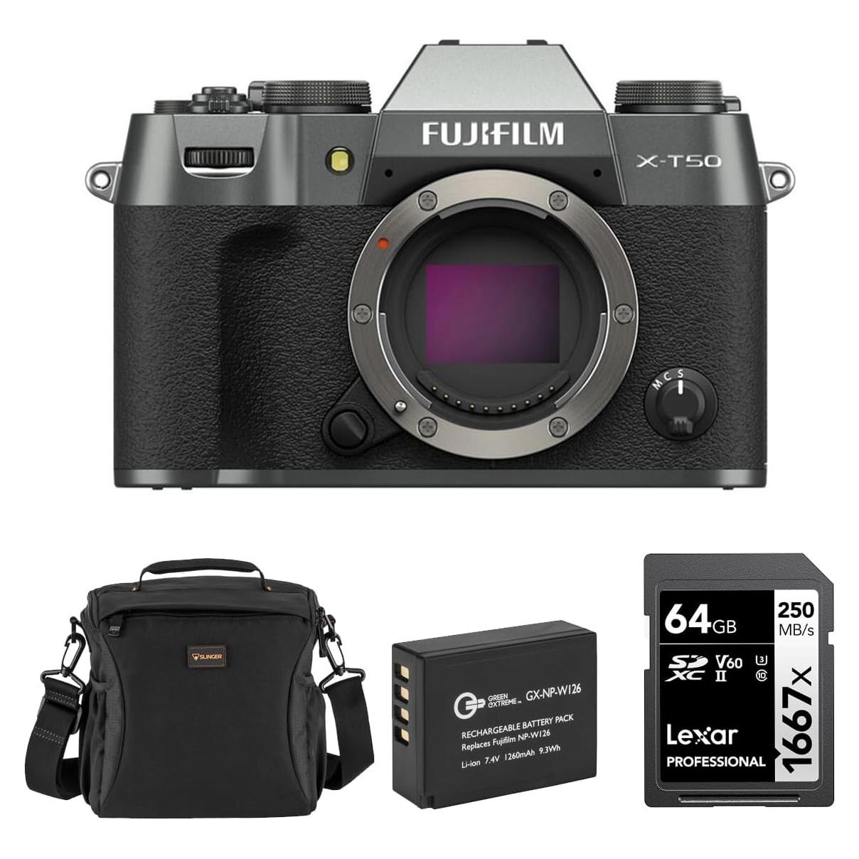 Cámara Sin Espejo Fujifilm X-T50 Plata Carbón + Accesorios