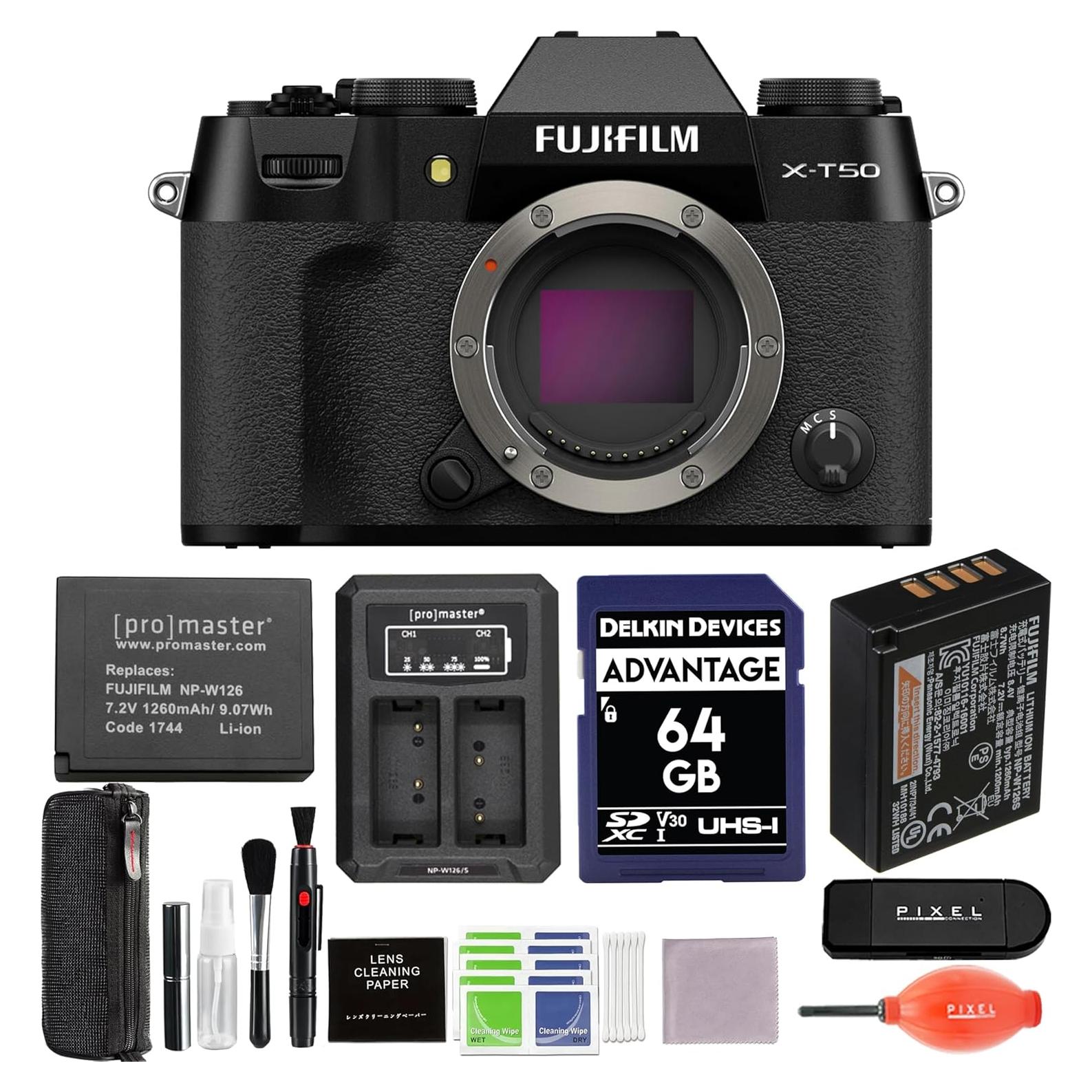 Cámara Sin Espejo Fujifilm X-T50 Negra con Accesorios Avanzados
