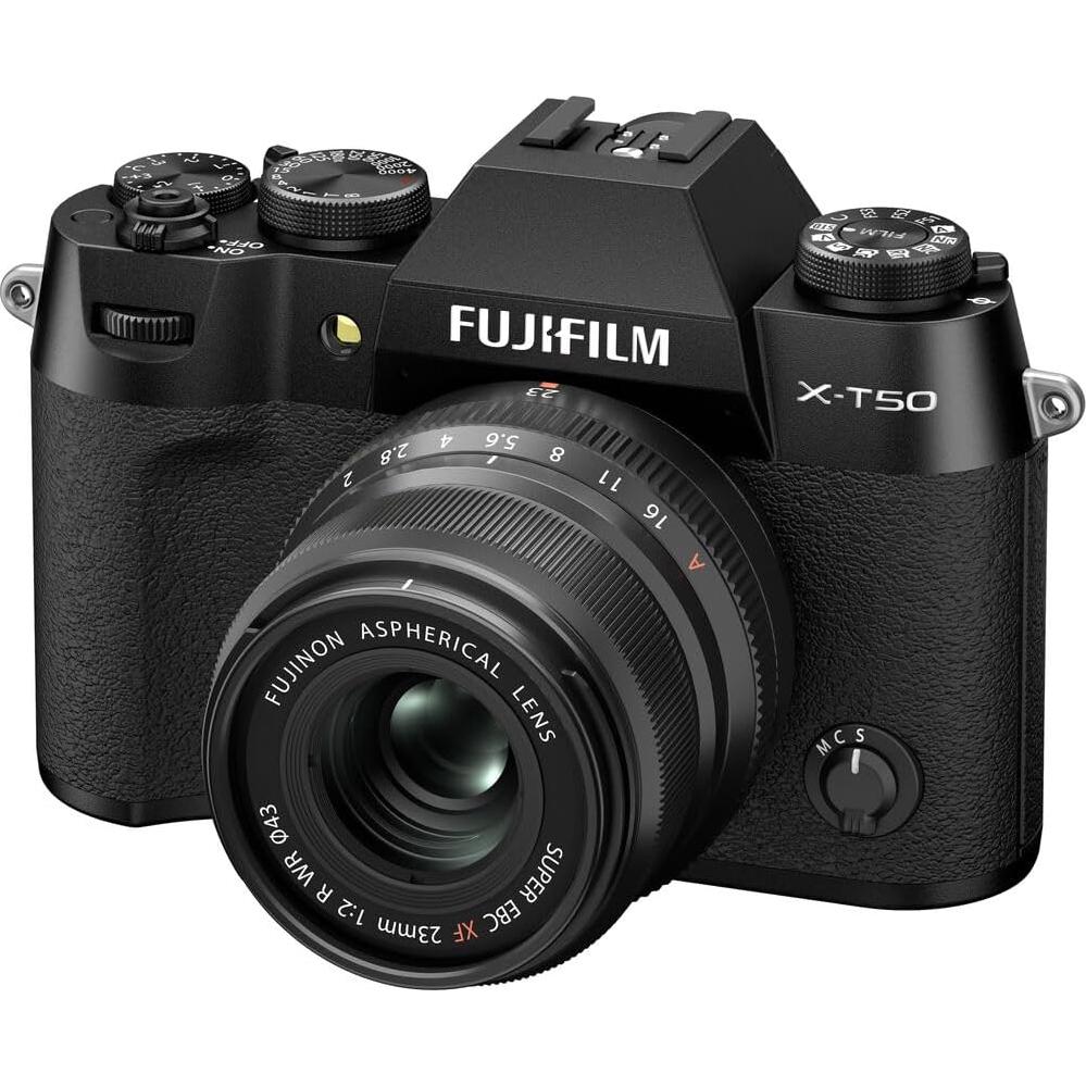 Fujifilm X-T50 Mirrorless Digital Camera (Body) Bundle + 64GB SF-M Tough UHS-II SDXC Memory Card + Cleaning Kit + Vlogging Tripod + Micro HDMI Cable + More Accessories (Black)