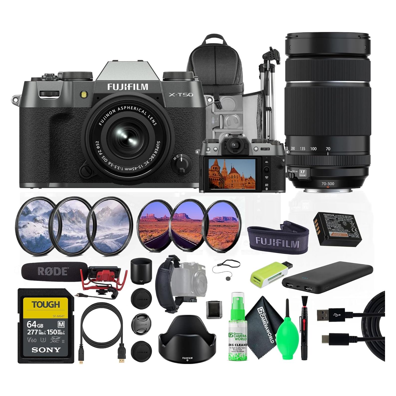 Cámara Digital Sin Espejo Fujifilm X-T50 Kit XC15-45mm + XF70-300mm