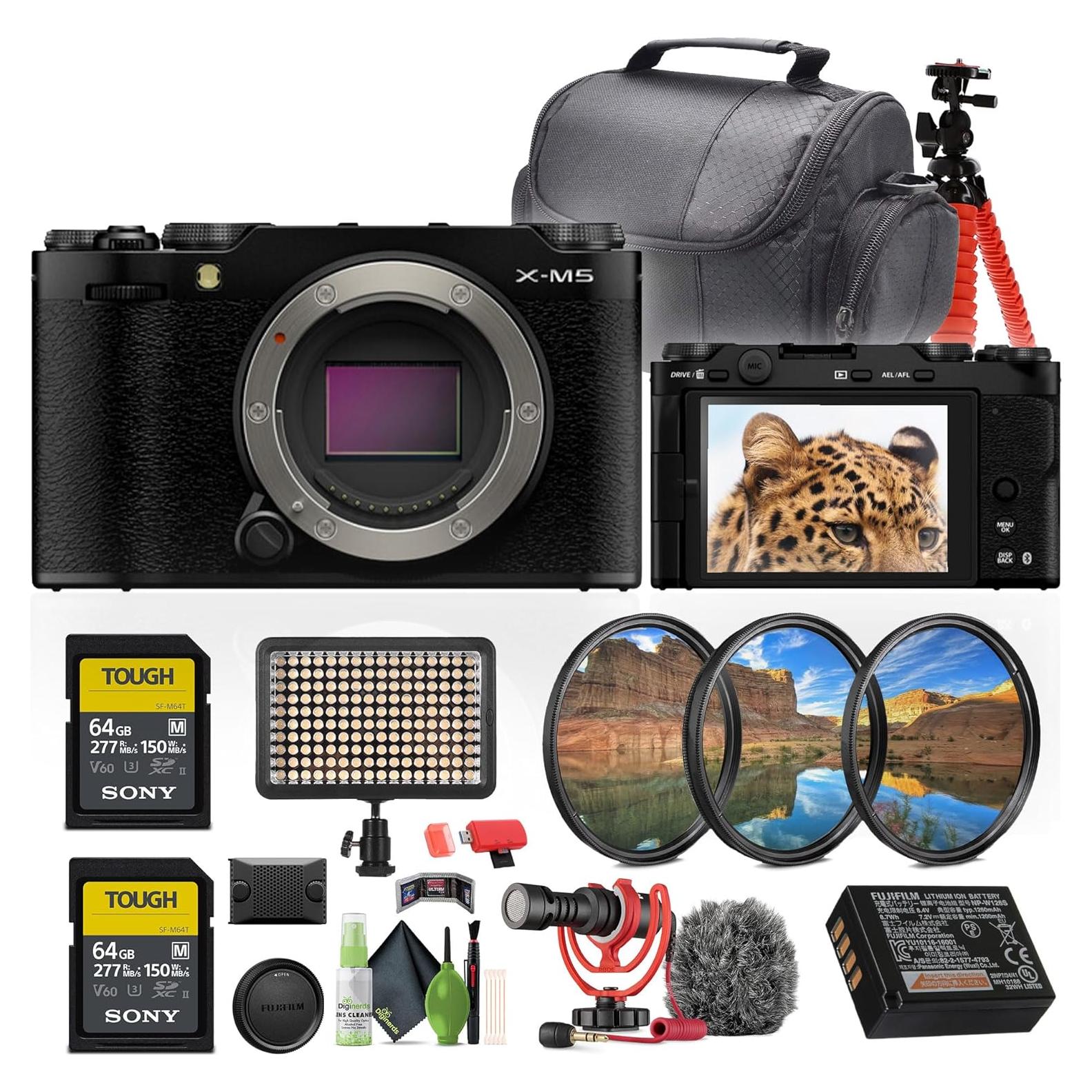 Cámara Sin Espejo Fujifilm X-M5 Negro + 2x 64GB + Micrófono Rode