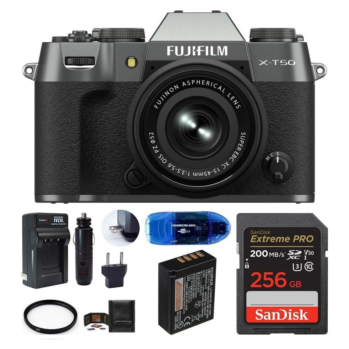 Cámara Sin Espejo Fujifilm X-T50 con Lente 15-45mm y Accesorios