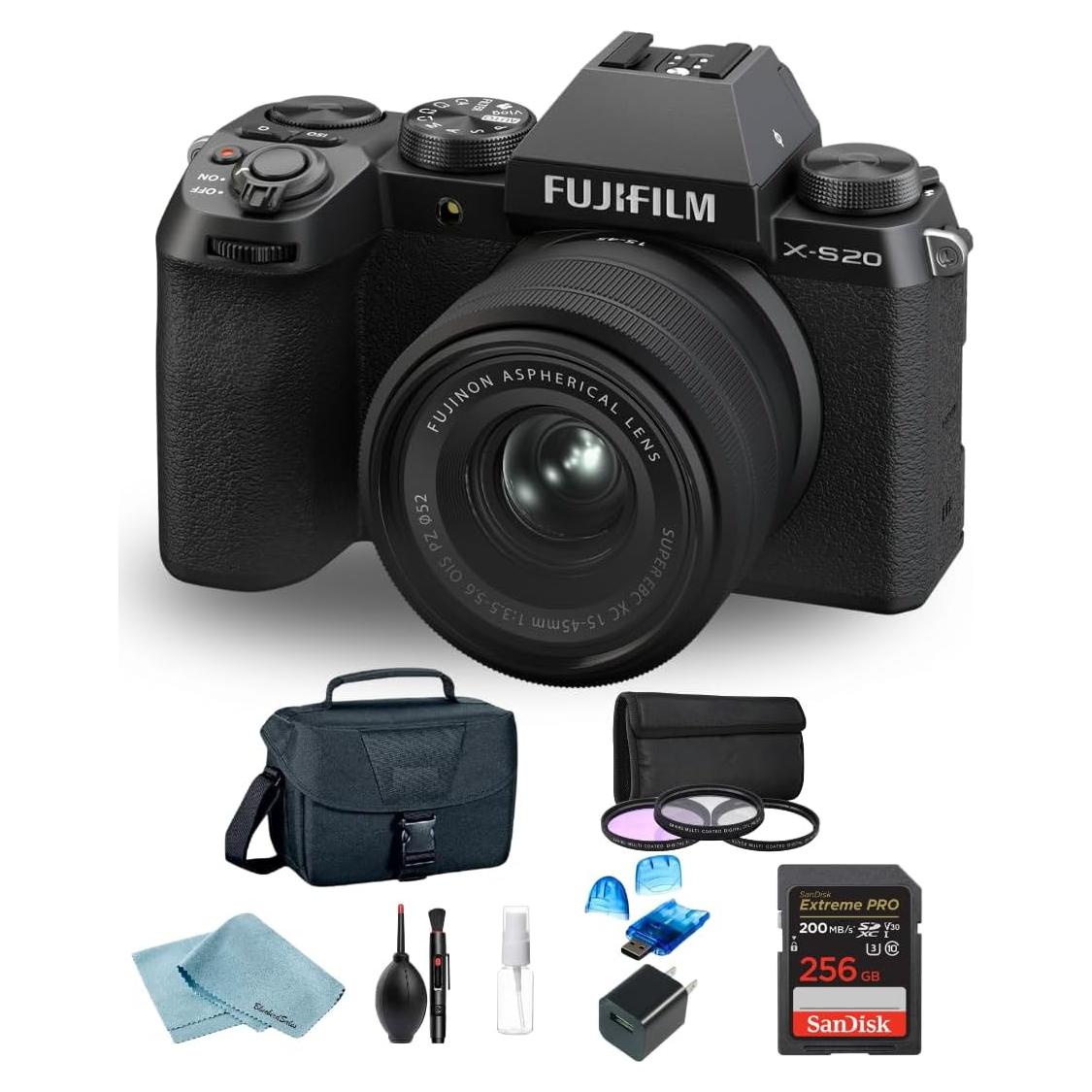Cámara Sin Espejo Fujifilm X-S20 con Lente 15-45mm y Accesorios