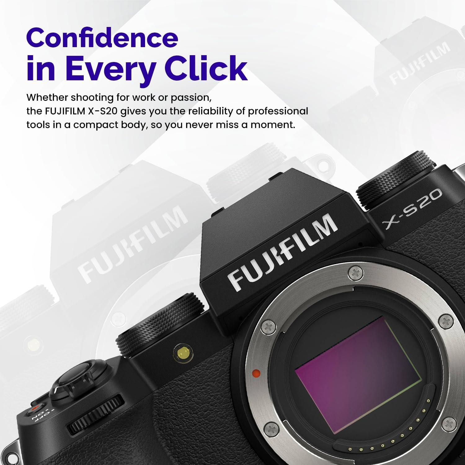 Cámara Sin Espejo Fujifilm X-S20 con Lente 15-45mm y Accesorios