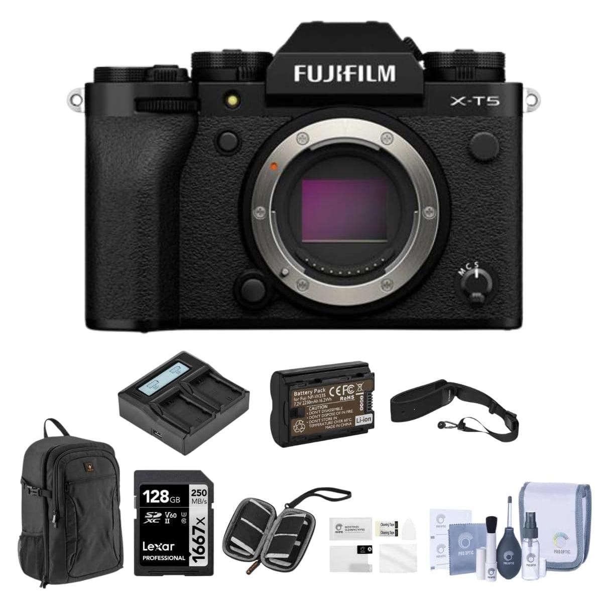 Cámara Sin Espejo Fujifilm X-T5 Negra con Accesorios Completo