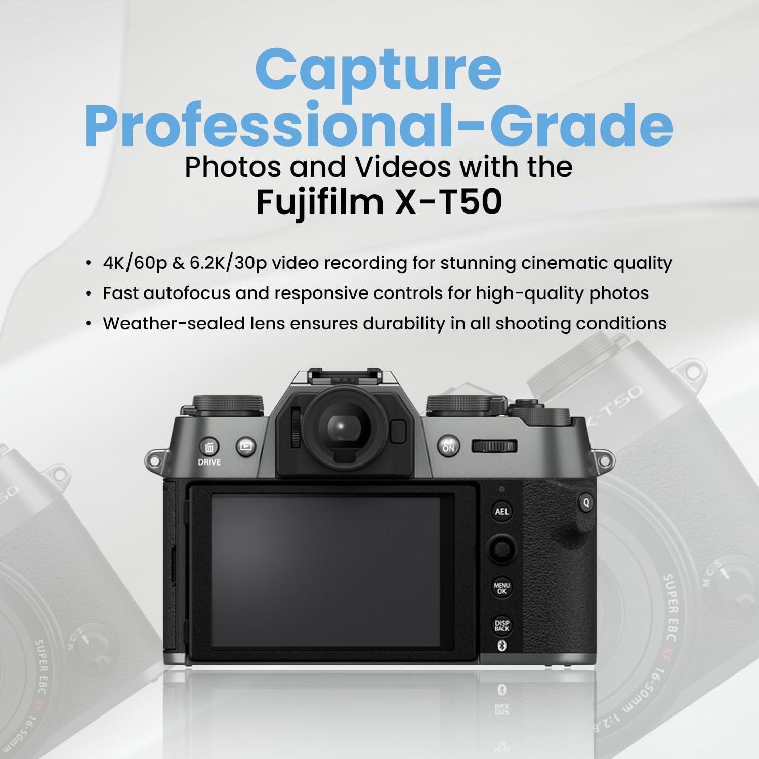 Cámara Sin Espejo Fujifilm X-T50 con Lente XF16-50mm y Accesorios