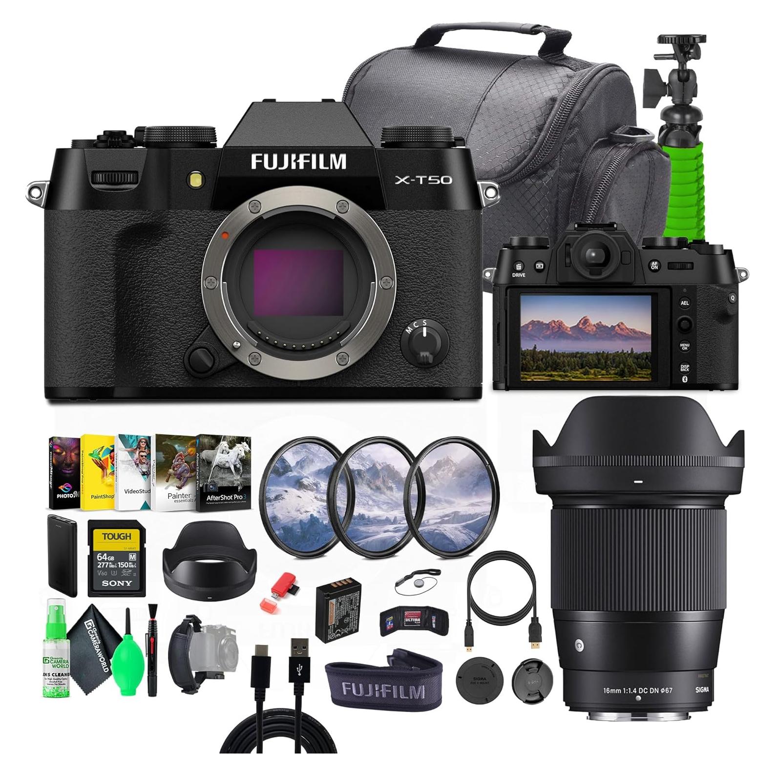 Cámara Digital Sin Espejo Fujifilm X-T50 + Lente Sigma 16mm + Accesorios