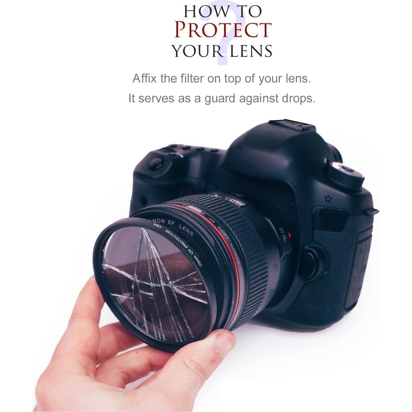 Filtro UV Acuvar 58mm para Lentes de Cámara DSLR y Sin Espejo