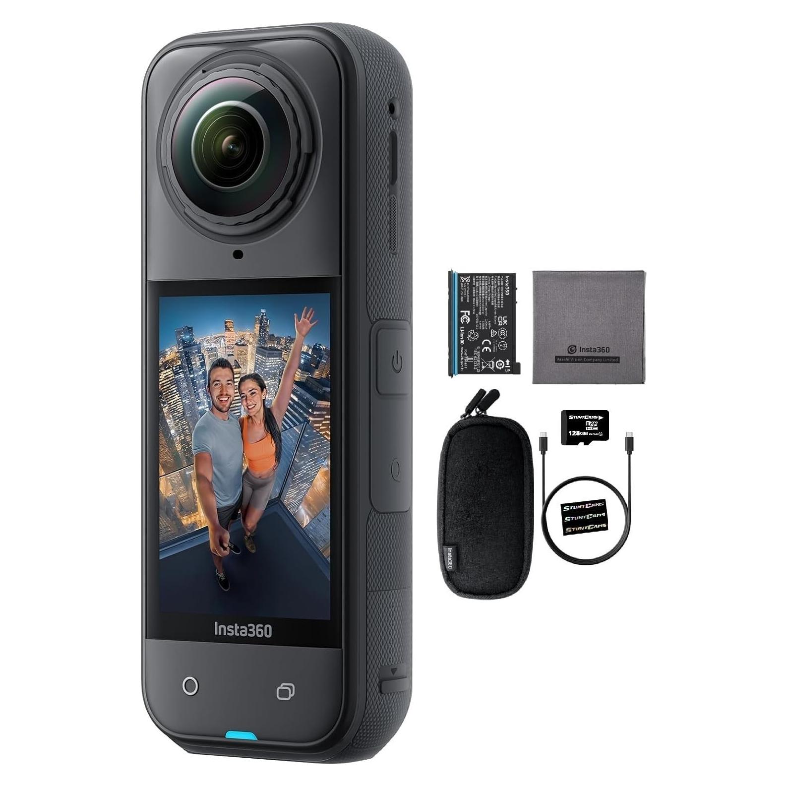 Cámara de acción Insta360 X5 8K 360° 72MP impermeable 15m