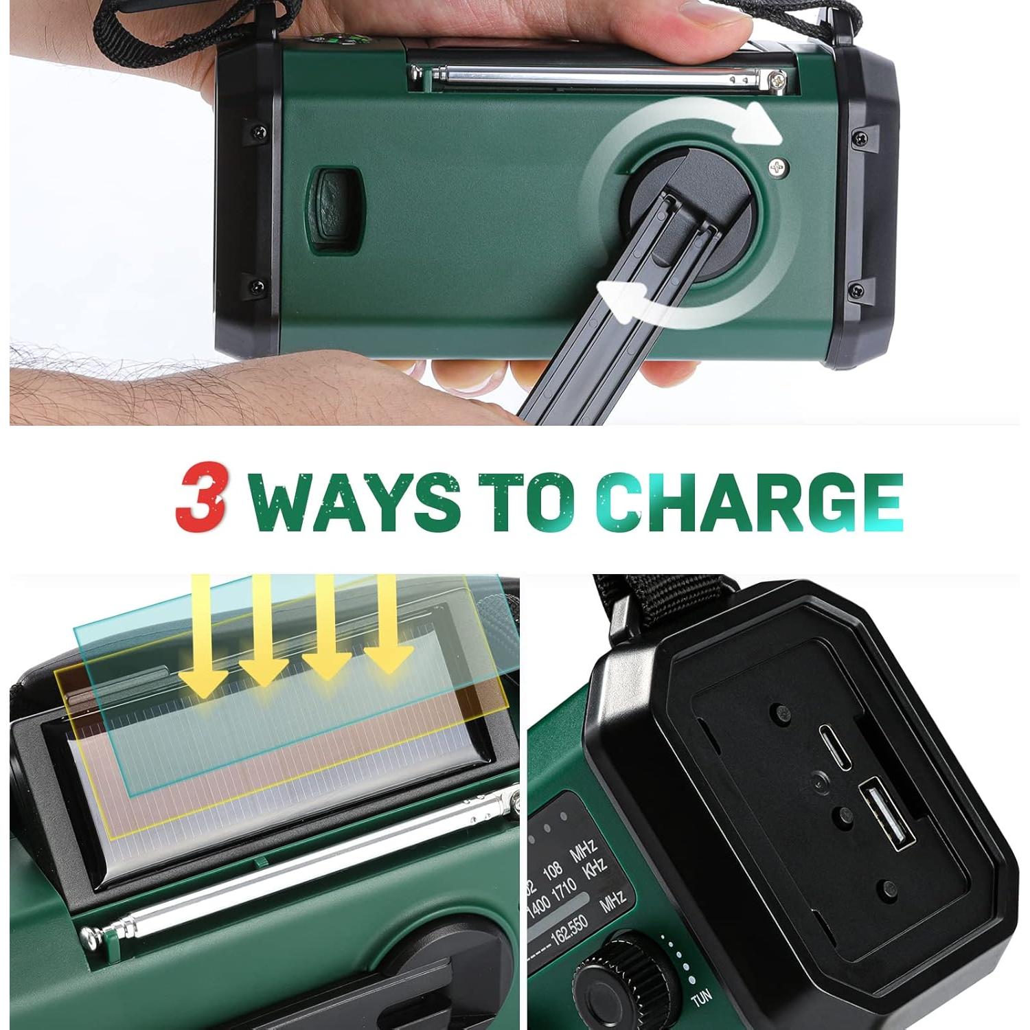 Radio de Emergencia Aivica NOAA 10000mAh Carga Solar LED