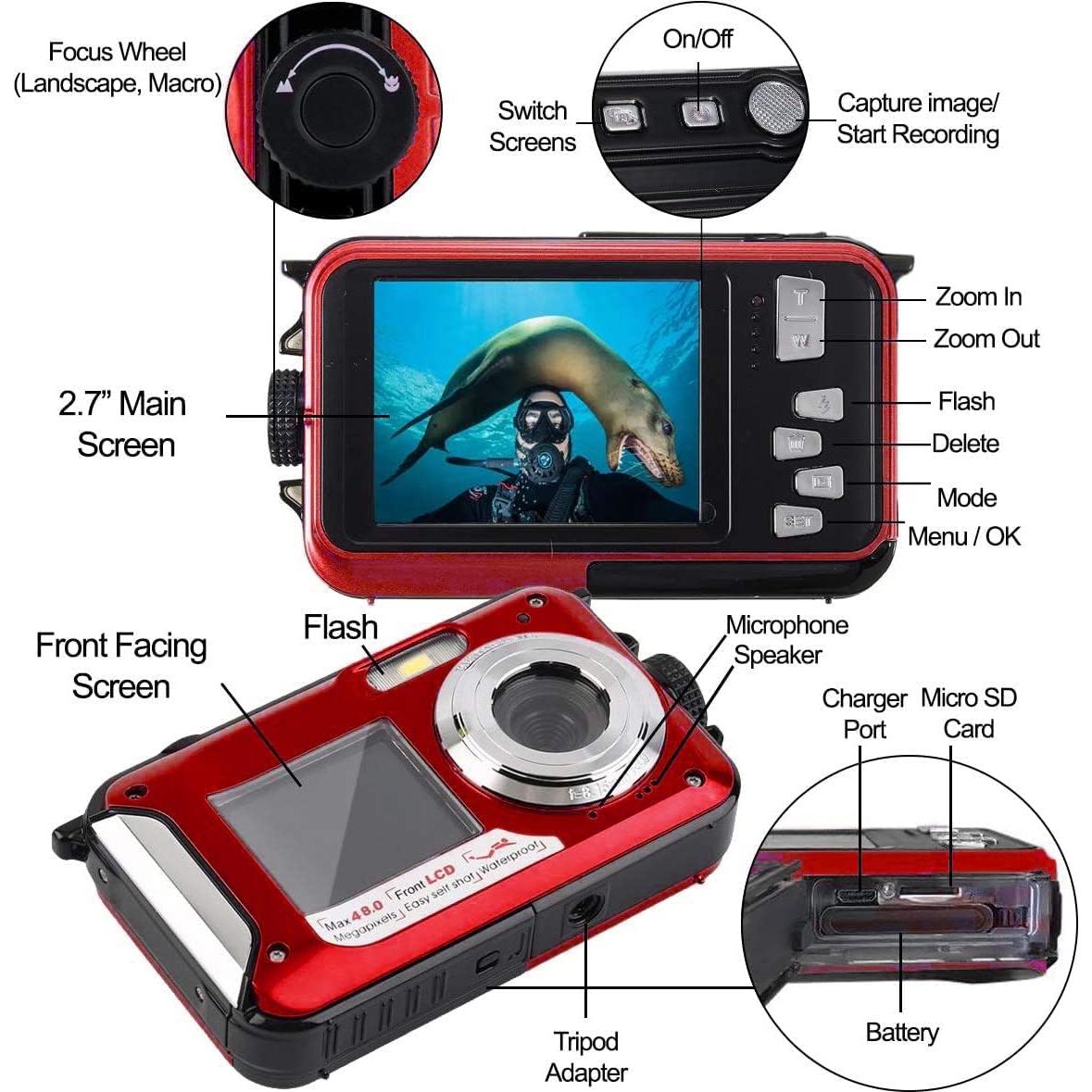 Cámara Submarina Acuvar 48MP Impermeable hasta 3.35m