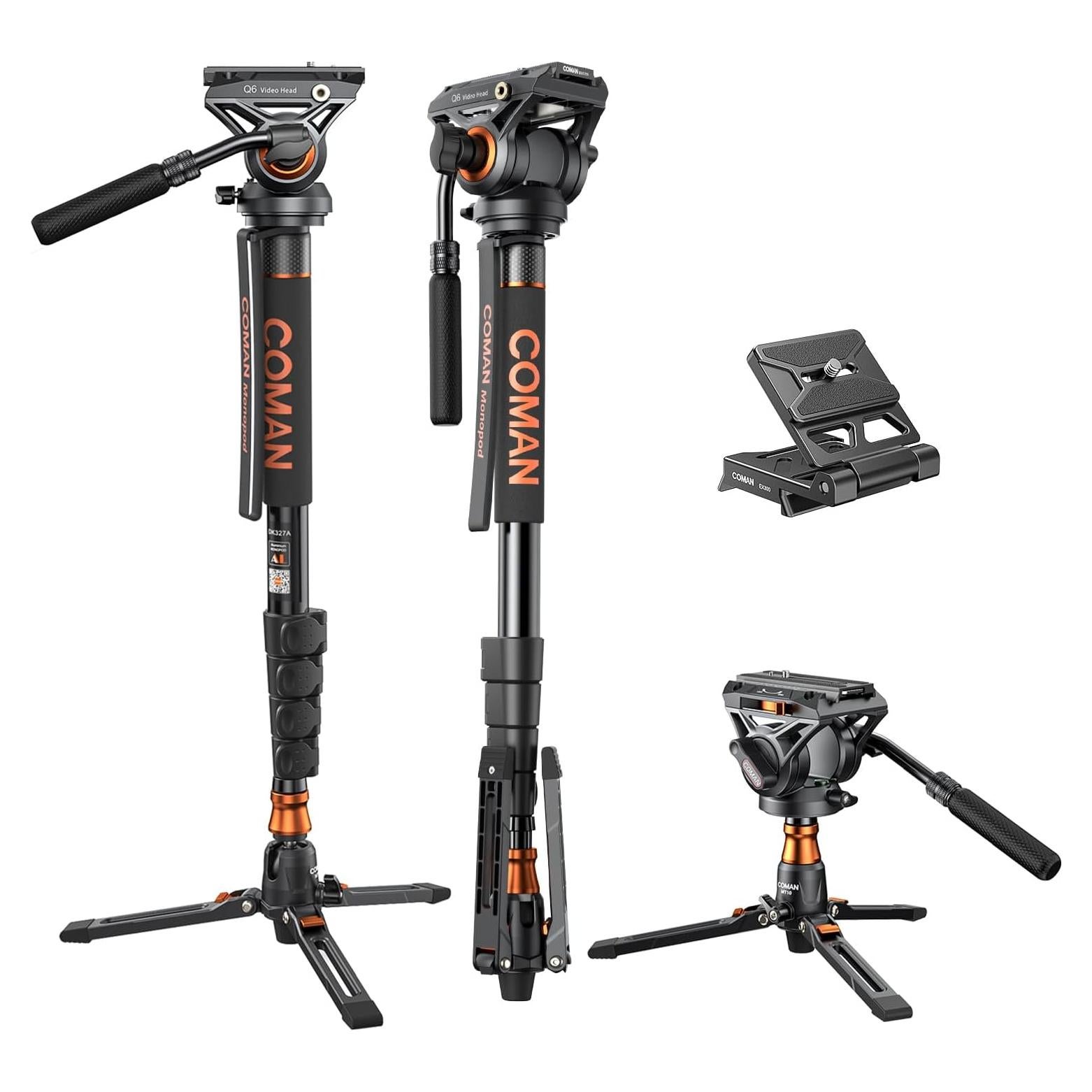 Monopie COMAN Q6 con Pies de Trípode 70.6" 22 lbs para Cámara