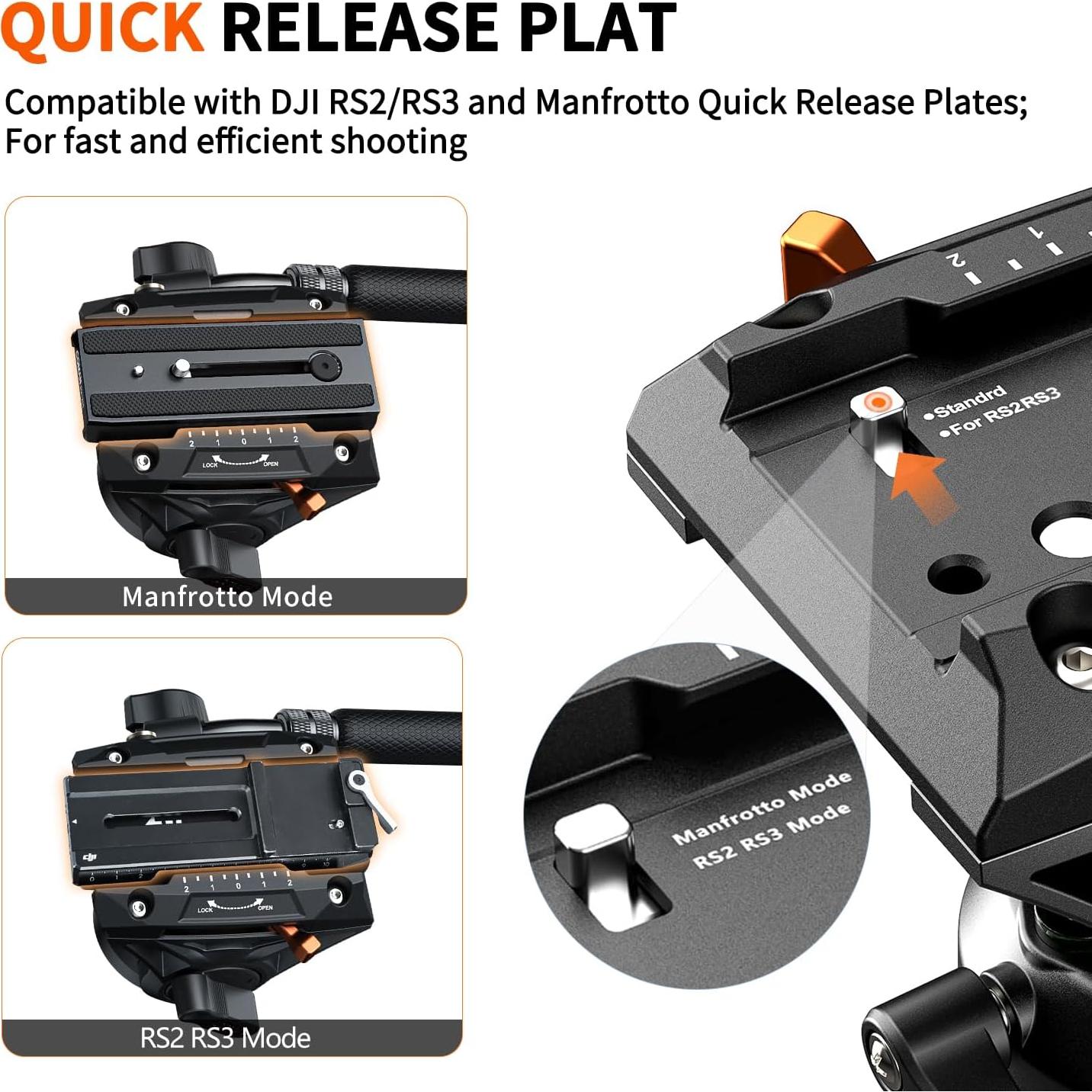 Monopie COMAN Q6 con Pies de Trípode 70.6" 22 lbs para Cámara