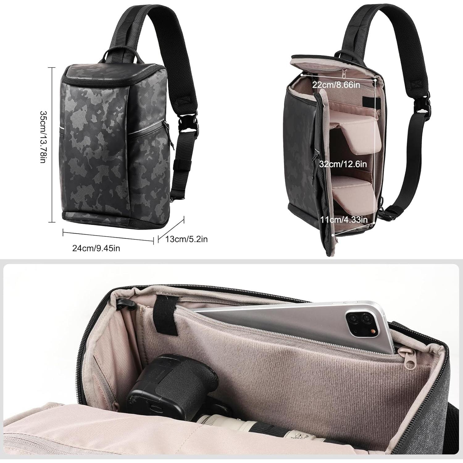 Bolsa de cámara TULLIO Crossbody impermeable 6.5L DSLR SLR