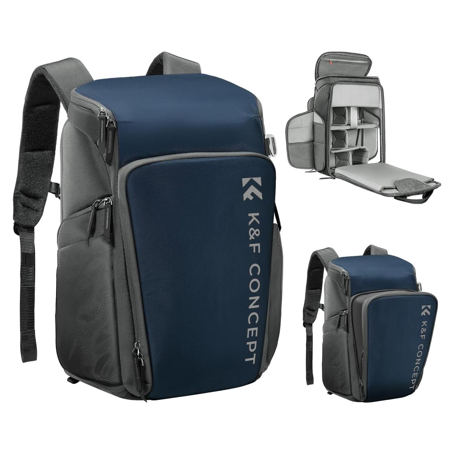 Mochila para Cámara K&F Concept 25L Impermeable Azul