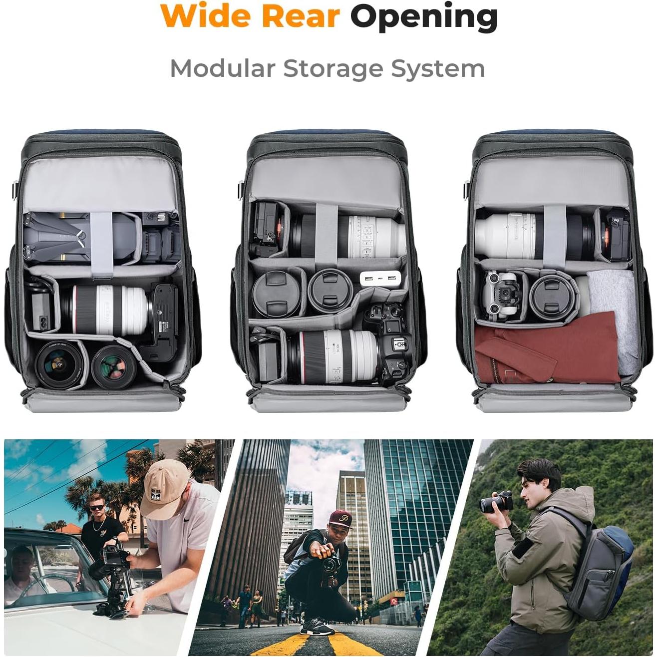 Mochila para Cámara K&F Concept 25L Impermeable Azul