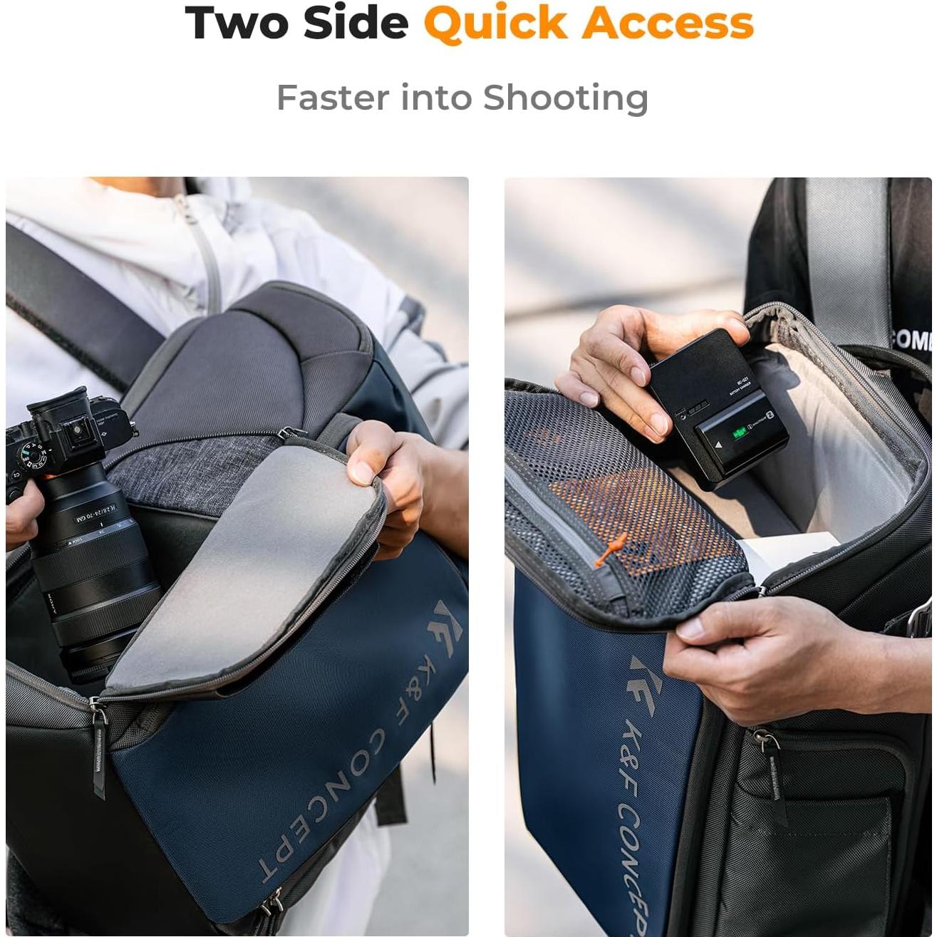 Mochila para Cámara K&F Concept 25L Impermeable Azul