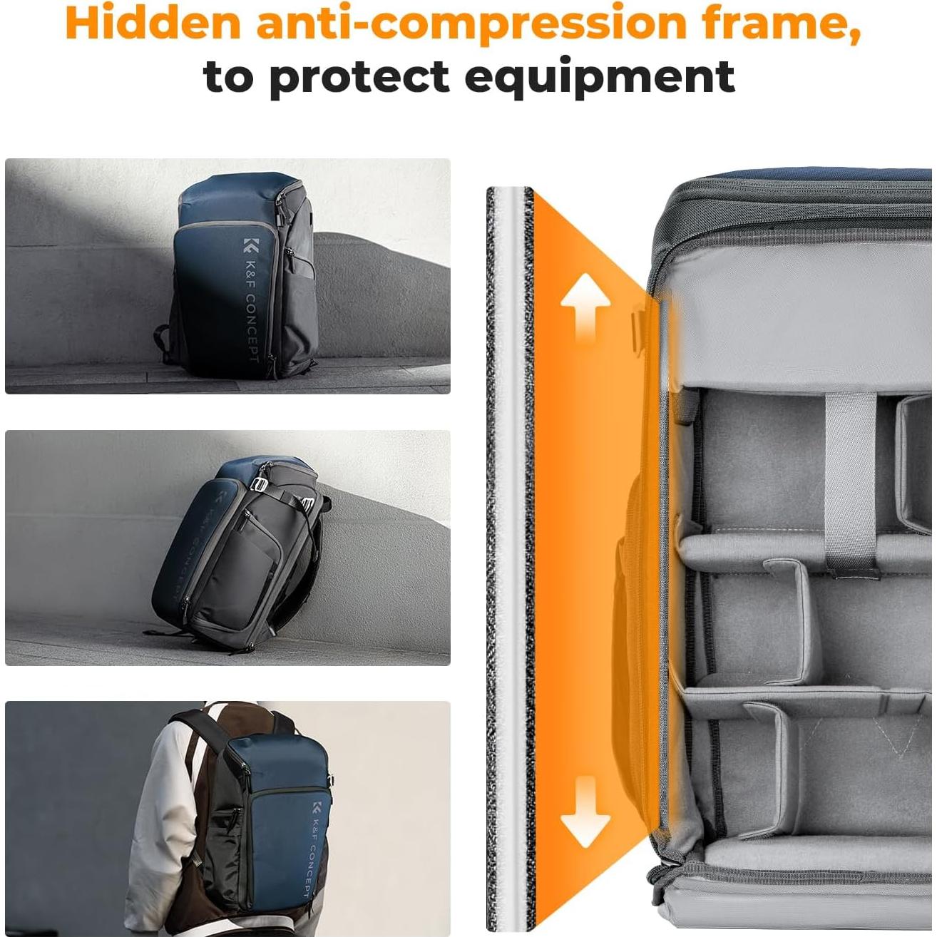 Mochila para Cámara K&F Concept 25L Impermeable Azul