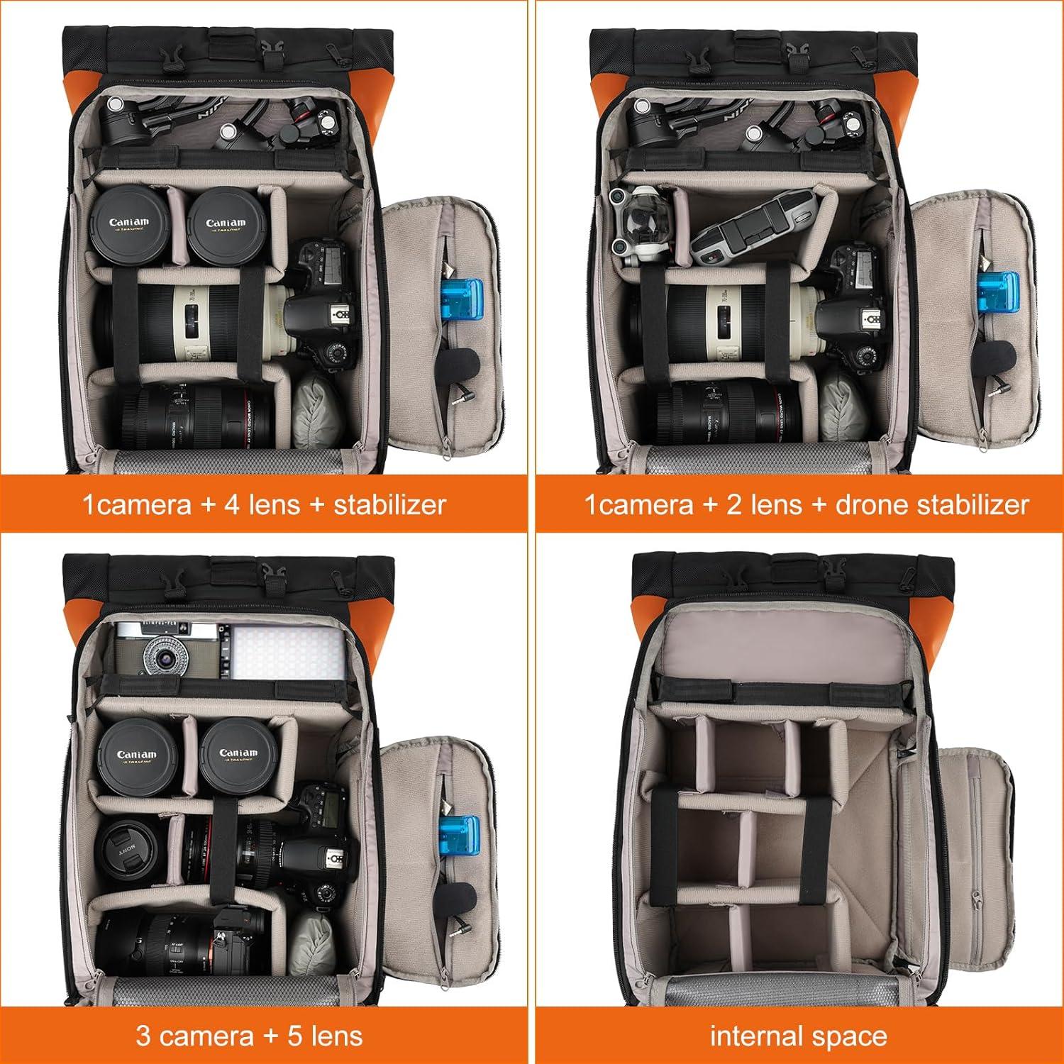 Mochila para cámara Besnfoto impermeable 20.7L naranja