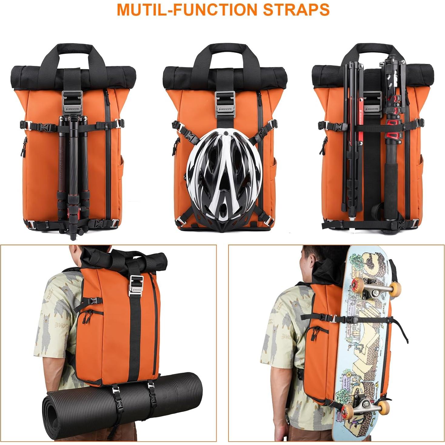 Mochila para cámara Besnfoto impermeable 20.7L naranja