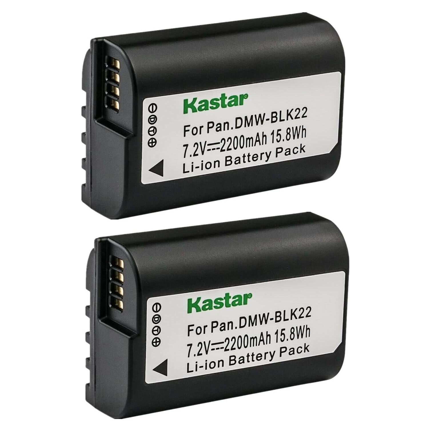 Kastar Paquete de 2 Baterías Litio-Ion DMW-BLK22 para Cámaras Panasonic