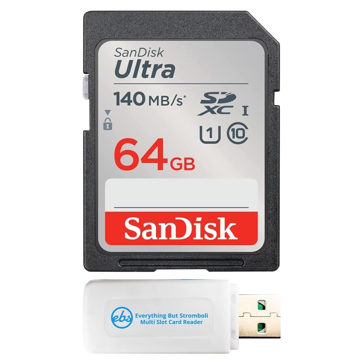 Tarjeta de Memoria SanDisk 64GB Ultra SDXC + Lector Everything But Stromboli