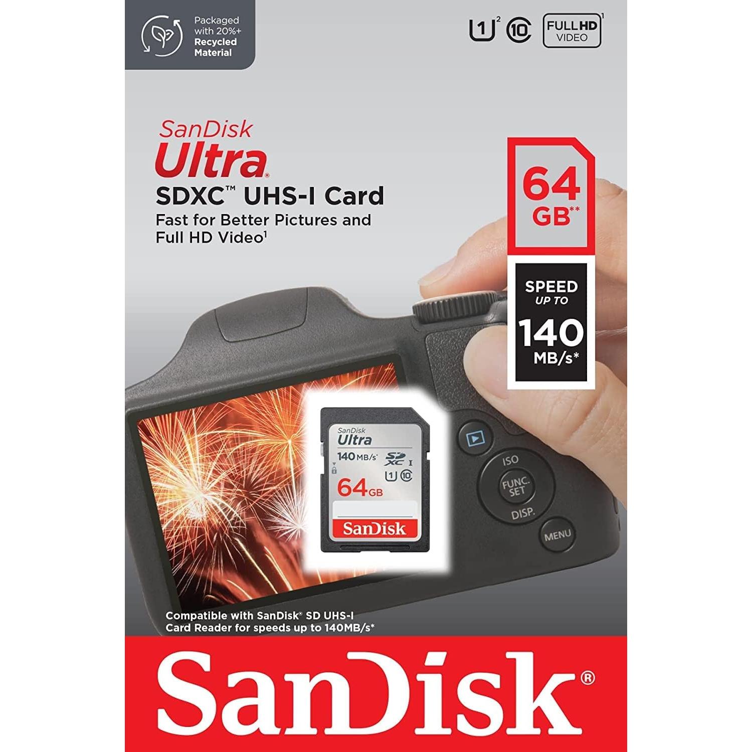 Tarjeta de Memoria SanDisk 64GB Ultra SDXC + Lector Everything But Stromboli