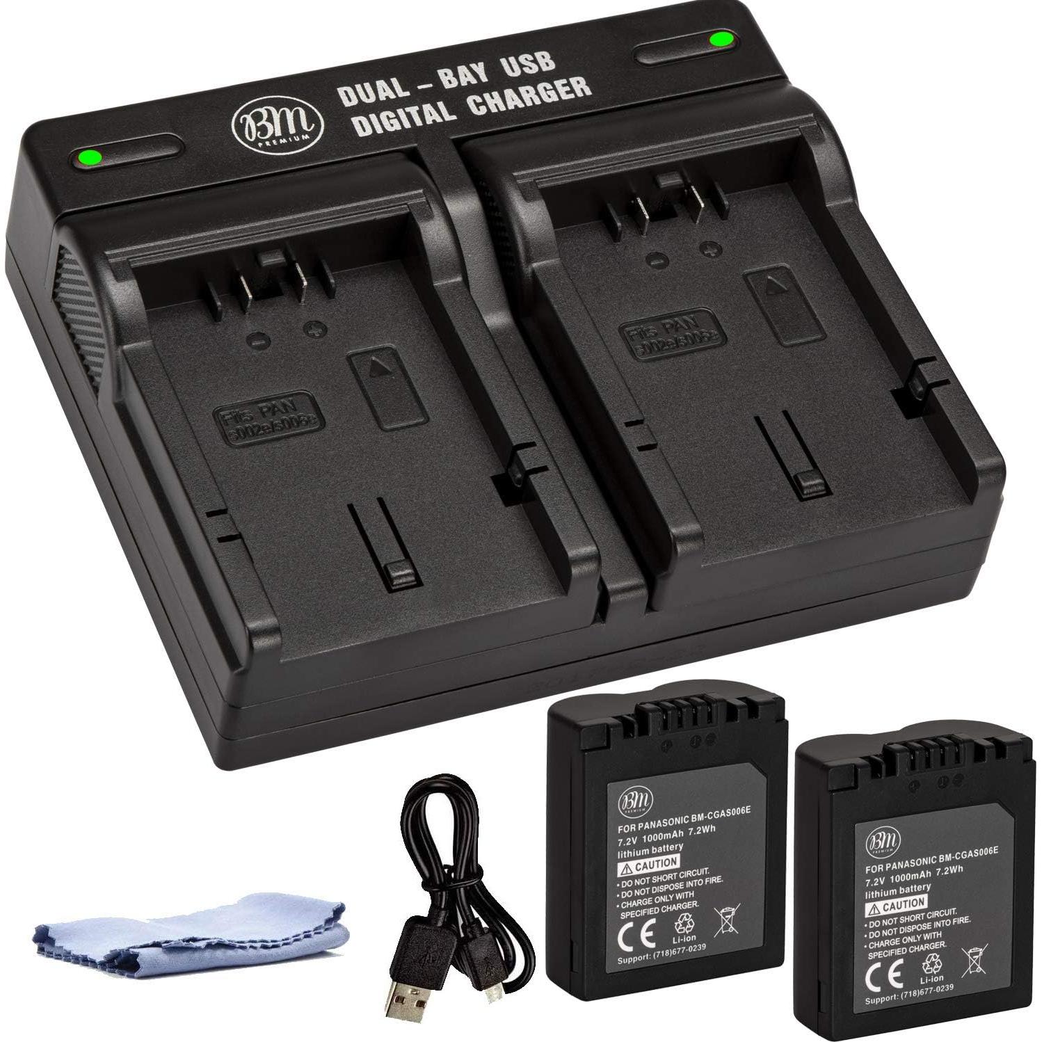BM Paquete de 2 Baterías CGA-S006 y Cargador Doble para Panasonic