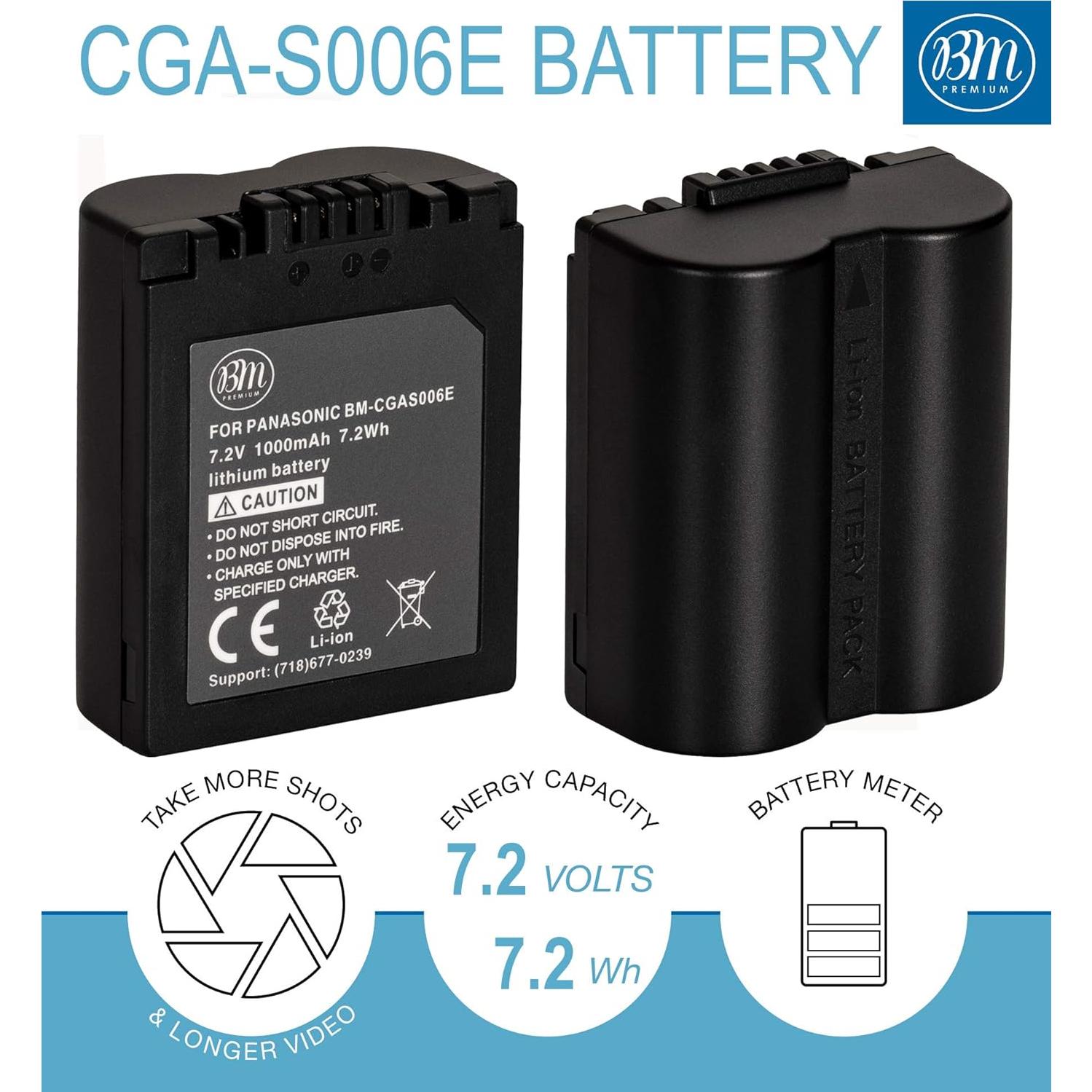 BM Paquete de 2 Baterías CGA-S006 y Cargador Doble para Panasonic
