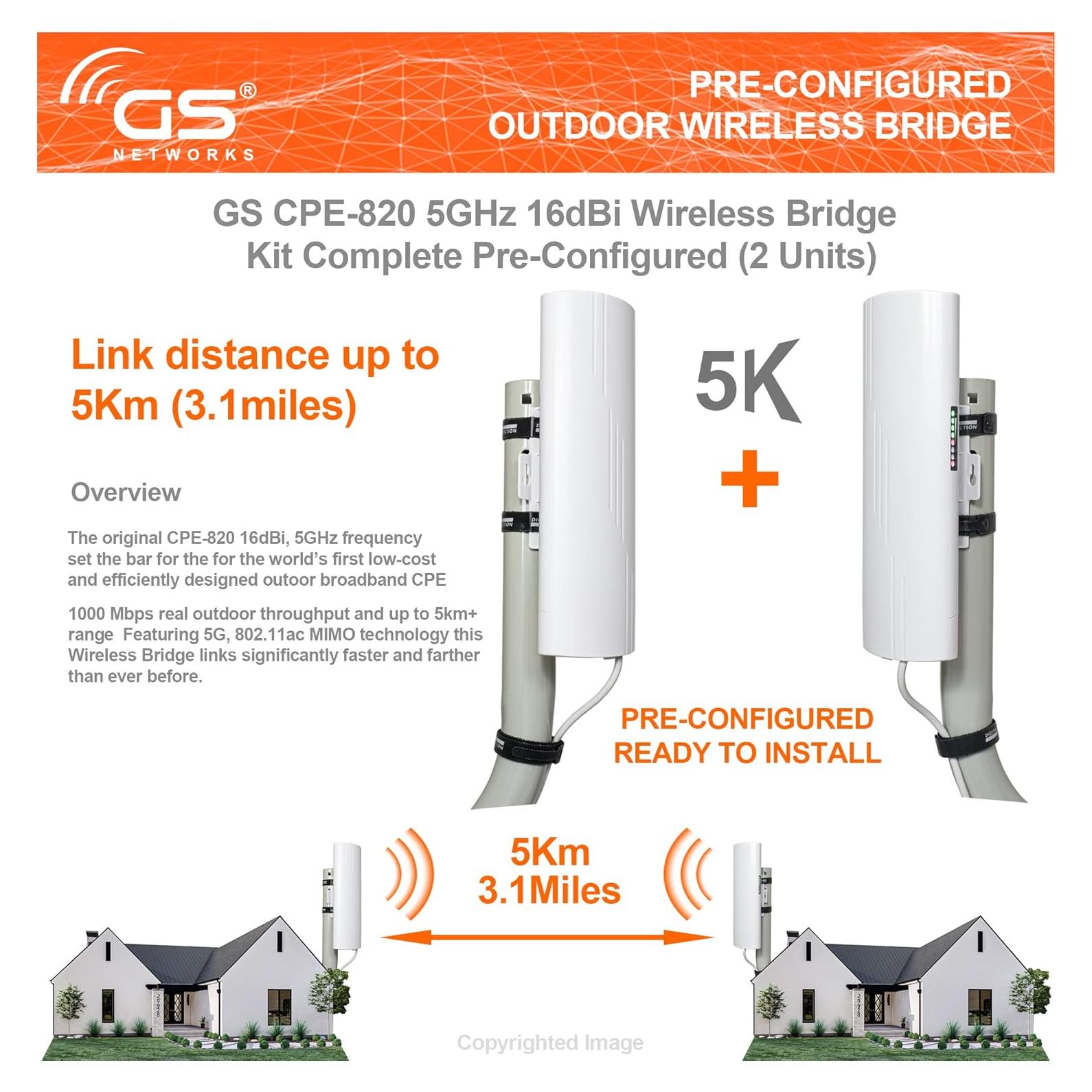 Puente Inalámbrico P2P GoodStory WB610H 5KM 1000Mbps 2 Unidades