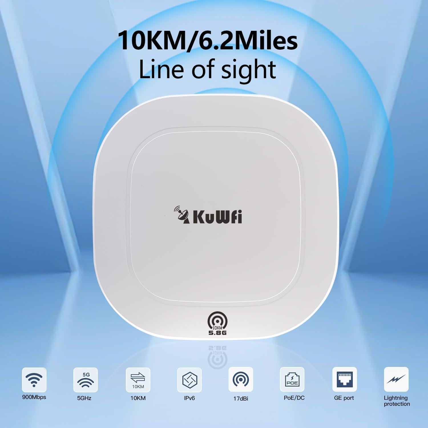 Puente Inalámbrico KuWFi N650 5.8G 10KM para Exteriores