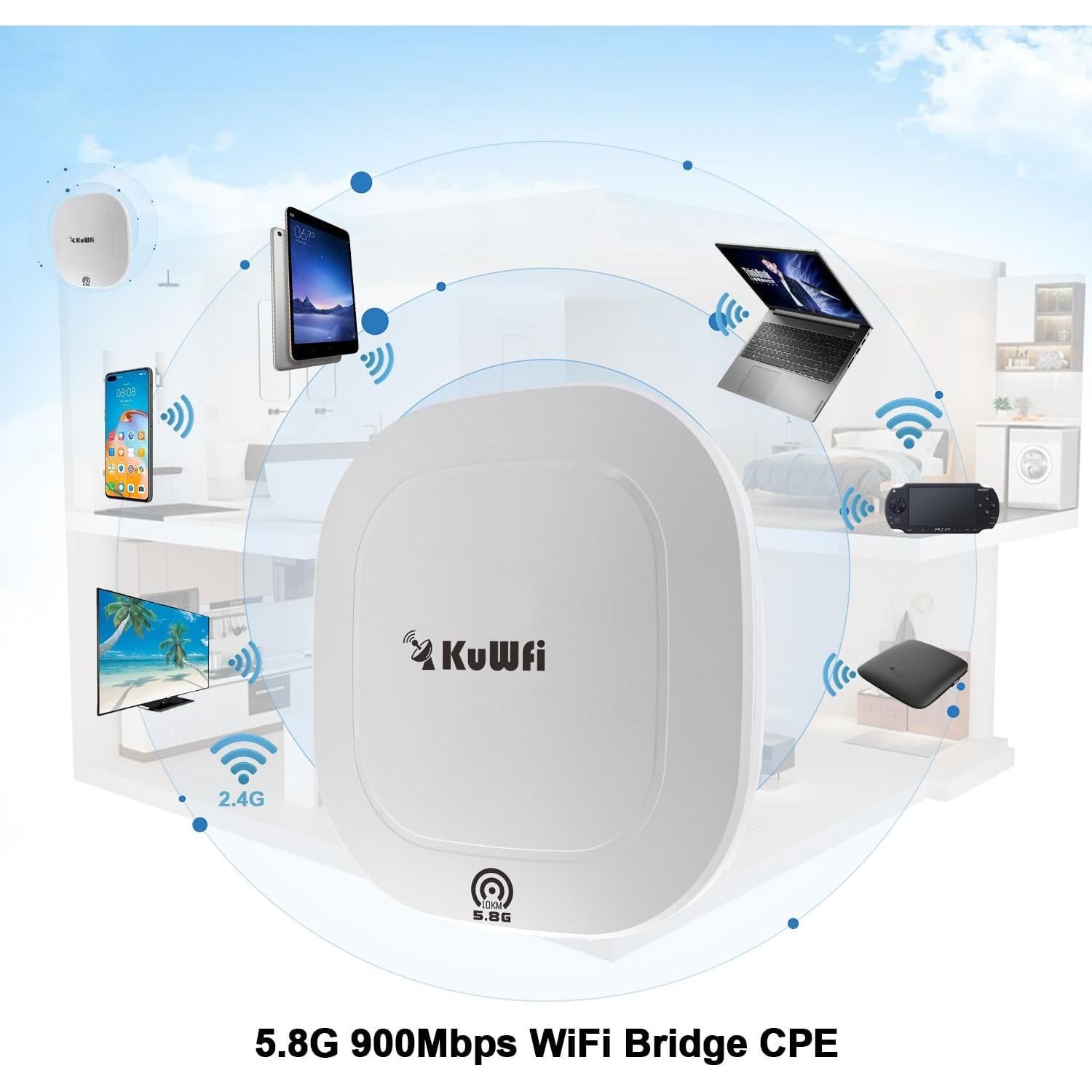 Puente Inalámbrico KuWFi N650 5.8G 10KM para Exteriores